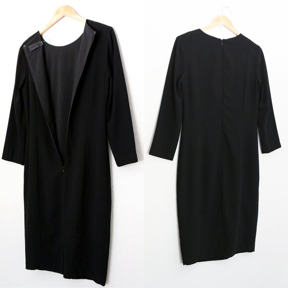 NEW Blaque Label Black Sheath Midi Dress L Cocktail Classic Modest LBD $168 NWT - Picture 7 of 15